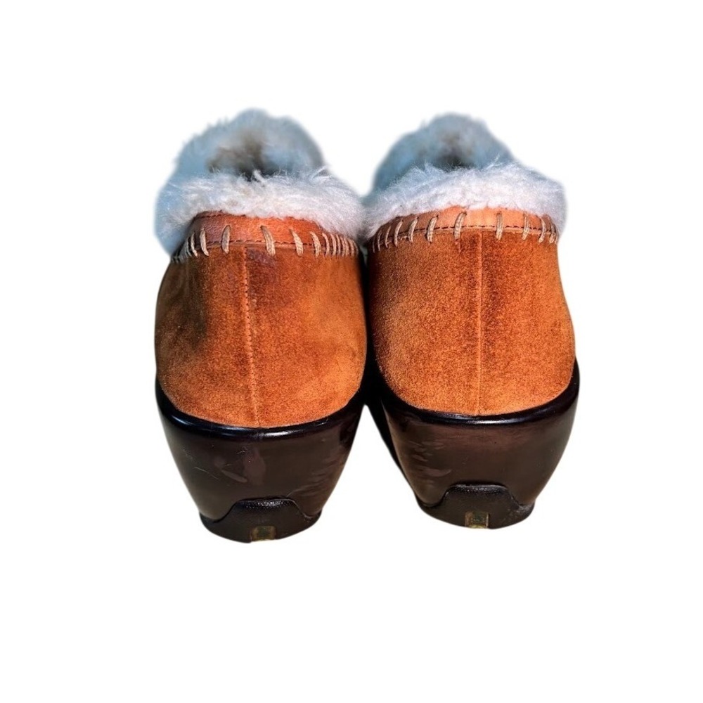 J-41 Capri Clog Wedge Women 9 Brown Leather Suede Faux Fur Boho Western Comfort - Picture 8 of 8
